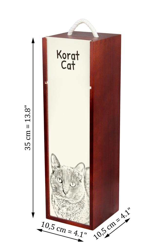 Korat - caixa de vinho com um gato, caixa de álcool com gráficos, caixa de presente personalizada da marca Art-Dog