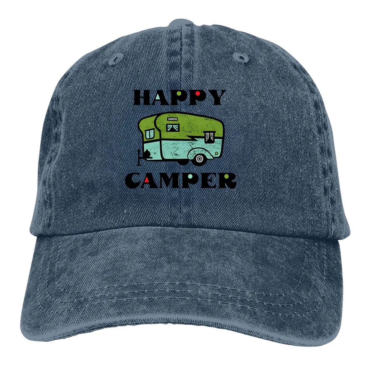 

Кемпинговая многоцветная шляпа с козырьком для женщин Кепка Happy Camper Персонализированные защитные козырьки Adjustable темно-синий