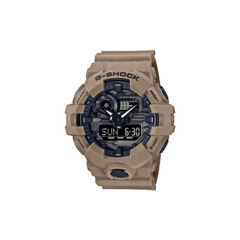 

Casio LCD/pointer dual display series G-SHOCK series camouflage fashion sports dual display waterproof trend quartz movement resin strap GA-700CA-5APR чёрный