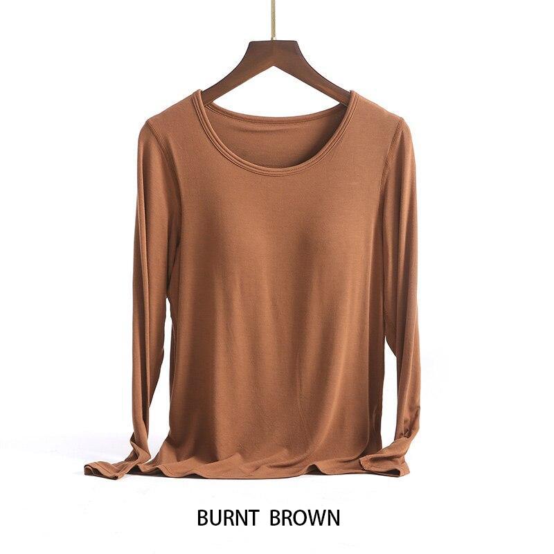 Spring and Autumn New Long-sleeved Pajamas with Chest Pad Home Service Bra Integrated Autumn Home Base Inner Wear for Women