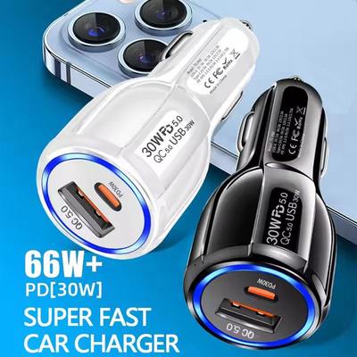 60W Dual Port QC5.0 USB PD 3.0 Fast Car Charger Super Fast Charging Adapter For Mobile Phone