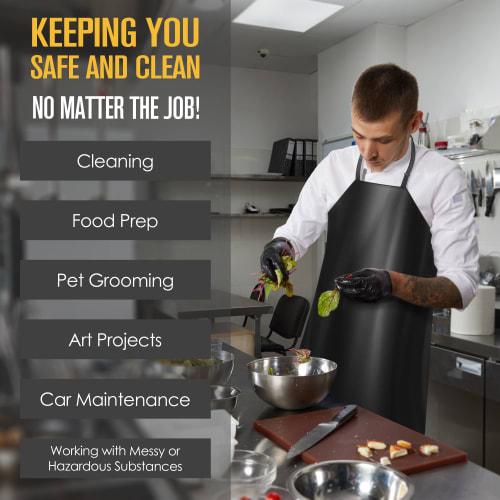 Rubber Apron, Dishwasher Apron, Dishwashing Rubber Apron, Waterproof, Dog Grooming, Restaurant, Butcher, Chemical, Heavy-Duty, Vinyl, 39 x 26 Inch
