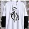 Yin-Yang Fish Print 2-In-1 Look Long Sleeve T-Shirt Men's High Street Comfort Streetwear Fashion Top, PLUS SIZE