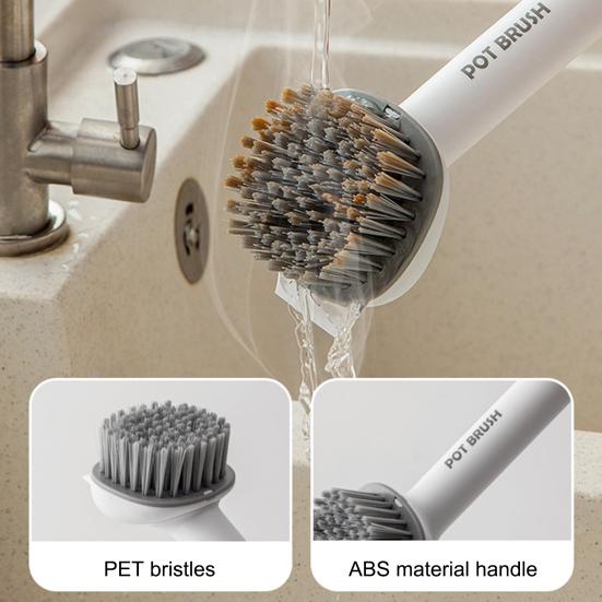 Pot Brush Oil-Free Bristles 360-degree Rotating Head Cleaning Brush with Extended Handle