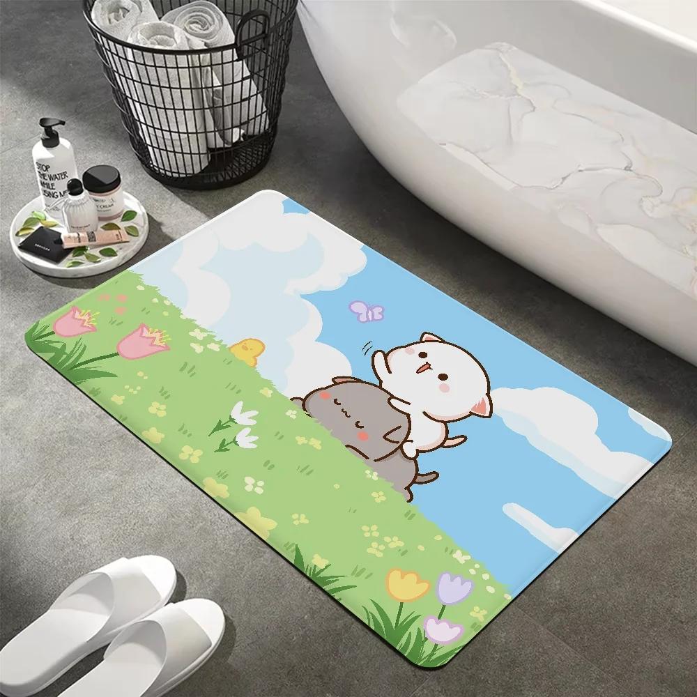 Peach and Goma Bathroom Carpet Cute Cartoon Kids Room Bedroom Decoration Balcony Anti-Slip Doormat Living Room Christmas Rug