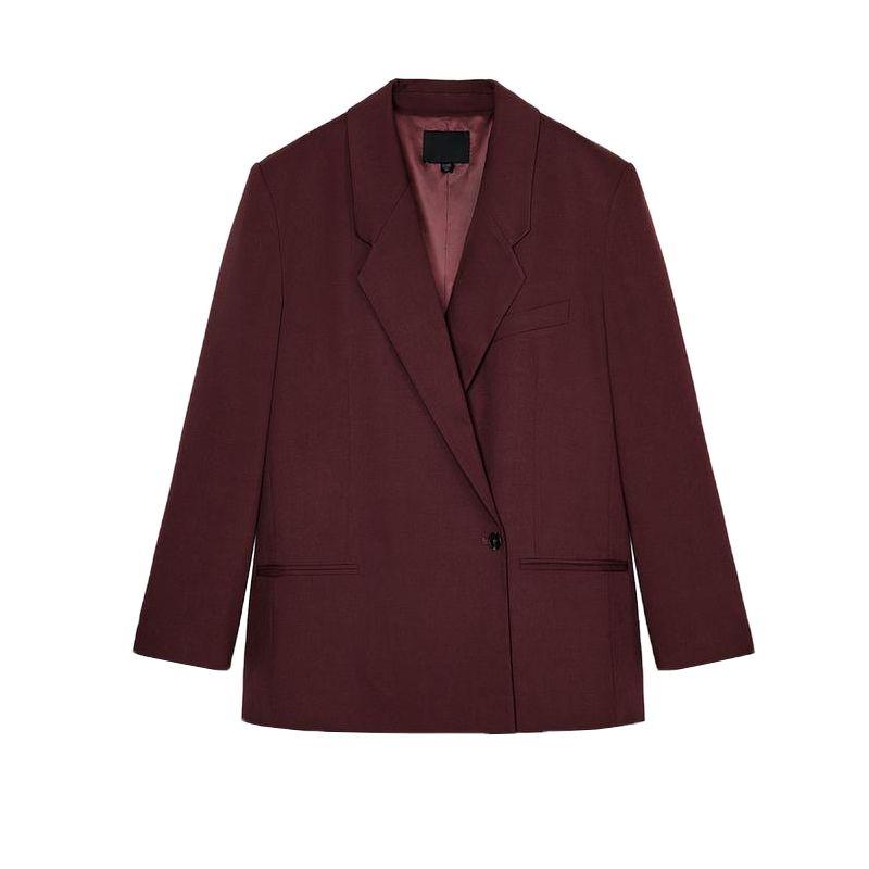 High Waist Strap Decoration Double Pleated Casual Pants 2180403 Double Breasted Loose Casual Suit Jacket 2010738
