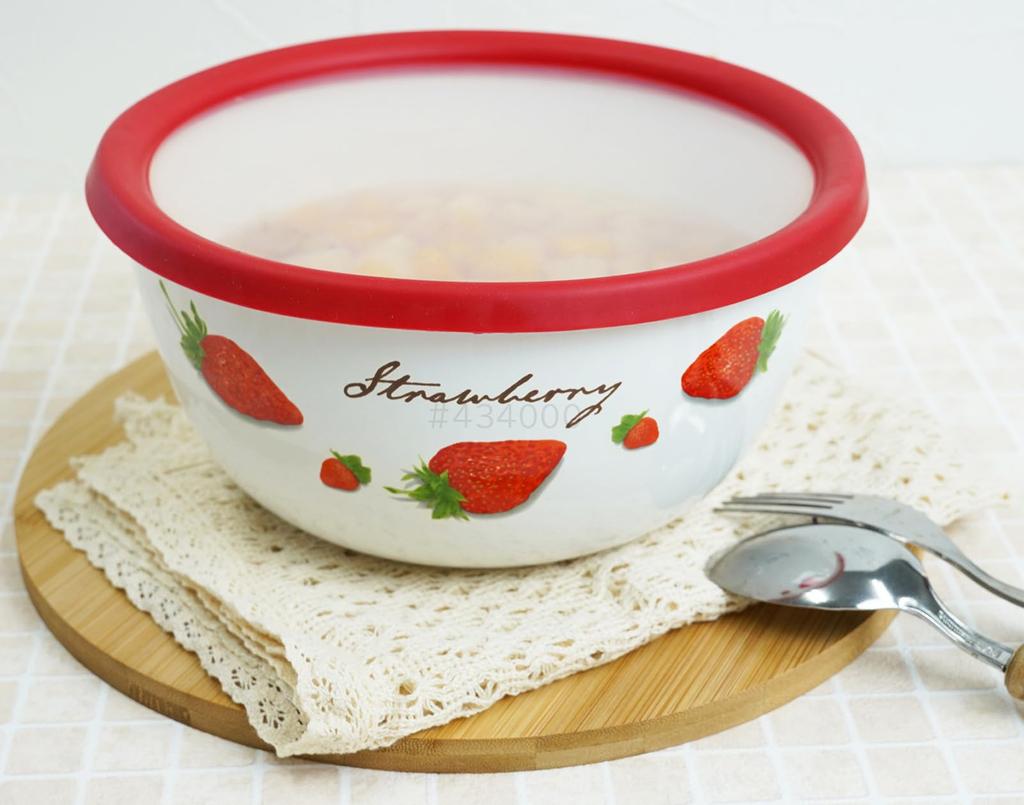 Fuji Enamel Strawberry Mixing Bowl 18cm 1.8L STB-18MB