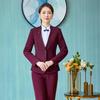 Teroman Women's New Chinese Style Wine Red 6-Piece Professional Suit