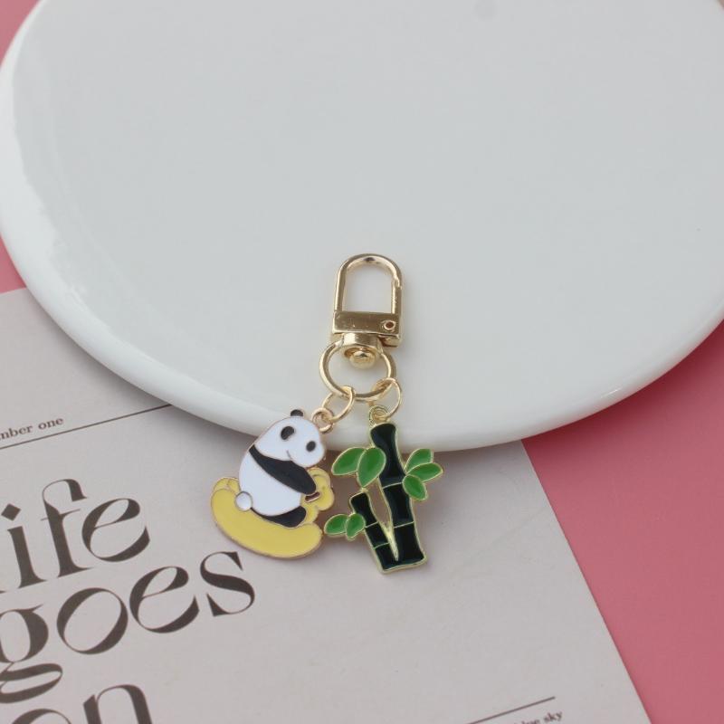 Cute Panda Keychain Metal Cartoon Style Bag Pendant for Collectible Souvenir