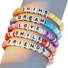 Trendy Teen DIY Friendship Bracelet: Colorful Adjustable Polymer Clay with Sweet Letter Charms
