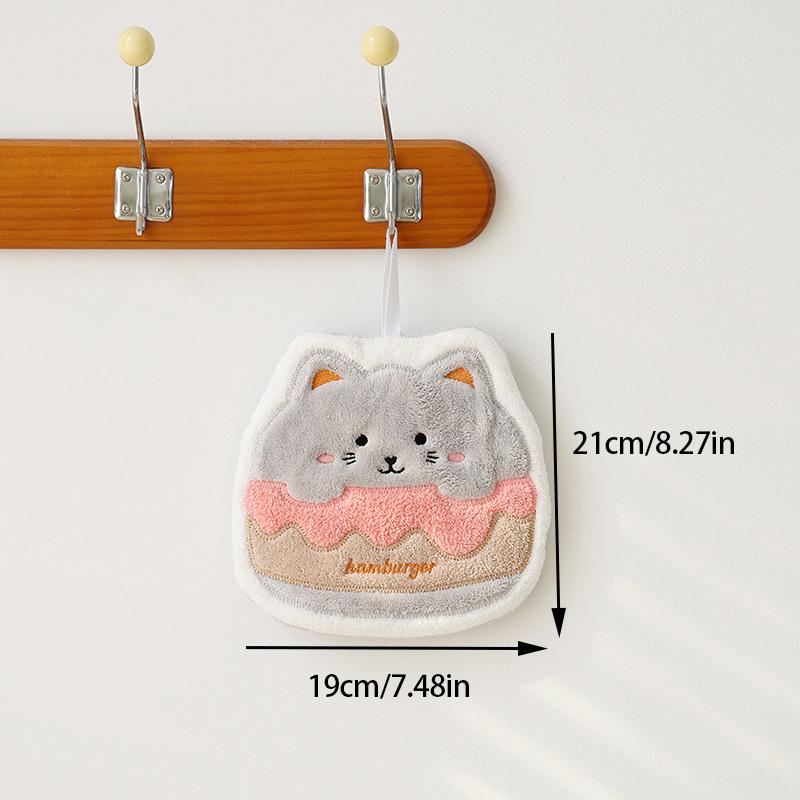 Çizgi Film Burger Hayvan Havlu Asılı Mutfak El Silme Kalınlaştırılmış Mendil Bez Emici Asma Halkalı Banyo Malzemeleri