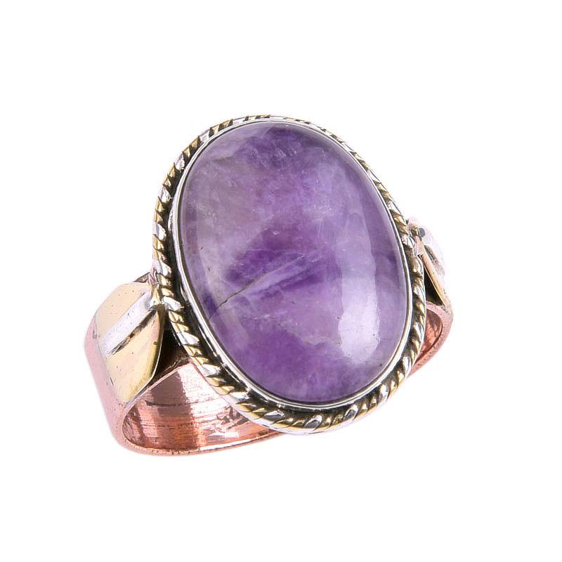 Natural Tiffany Stone Gemstone Two Tone 925 Sterling Silver Gift Ring S.10 T5O79