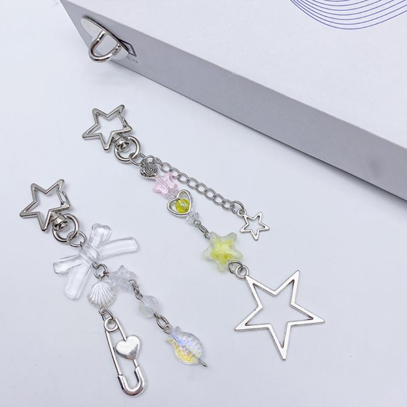 Butterfly Beaded Phone Lanyard Bowknot Pendant Wrist Strap Detachable Phone Chains Keyring Portable Accessory for Women