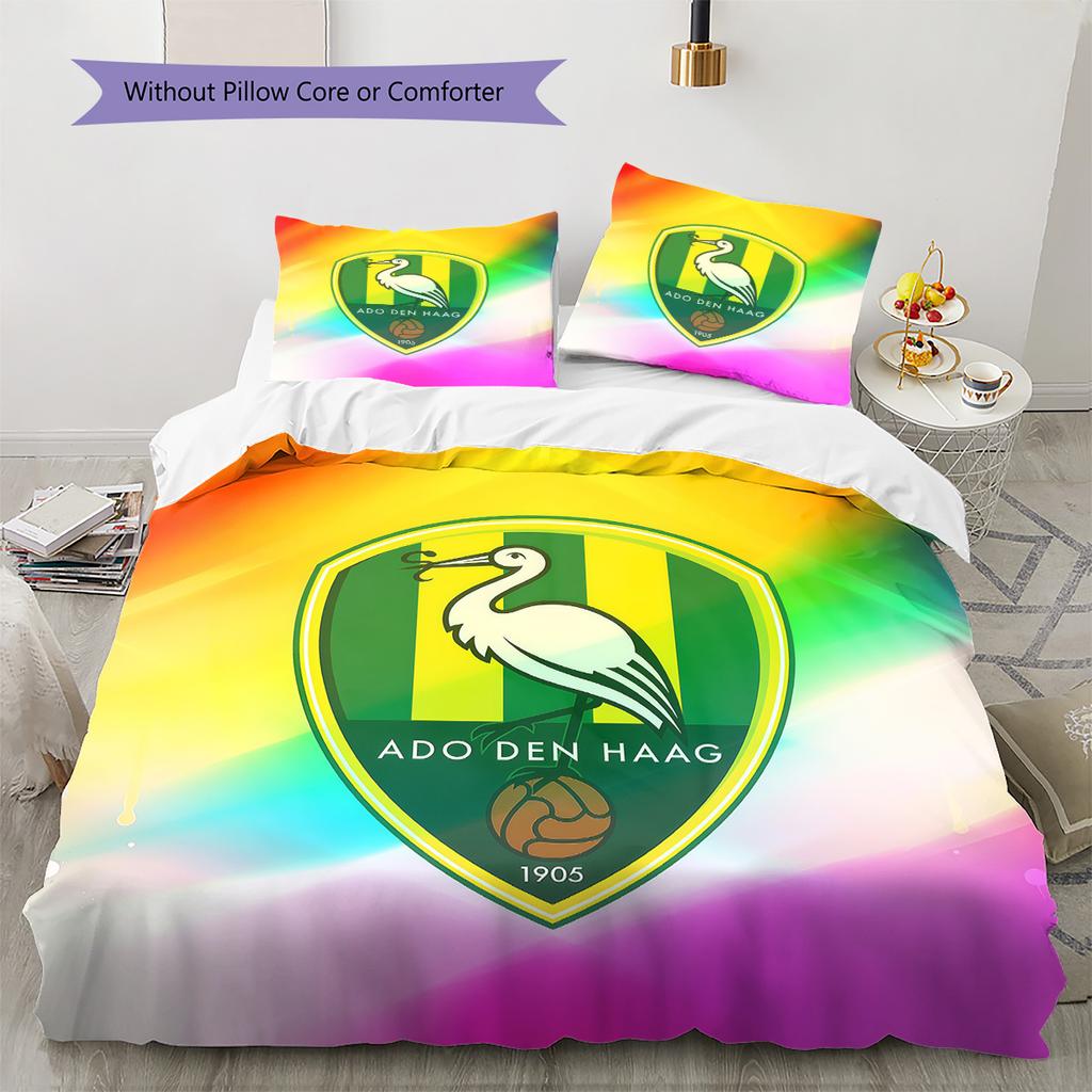 ADO Den Haag Pattern Bedding Quilt Set Home Decoration Gift (1 * Duvet Cover + 2 * Pillowcase Without Core)