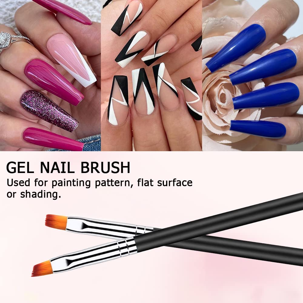 6Pcs Nail Art Brush Design Tip Painting Drawing Carving Dotting Pen FlatFan Liner Acrylic Gel UV Polish Manicure Tools