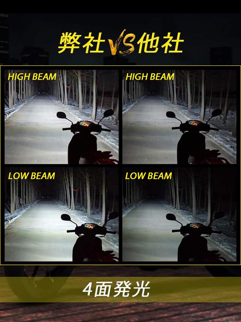 Largoods H4 LED 4-sided Explosion Model Motorcycle LED Headlight Compatible with PH7 PH8 H4