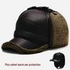 Chapéu de Inverno de Couro com Lã para Homens de Meia-Idade e Idosos - Boina à Prova de Vento e Protetora de Orelhas