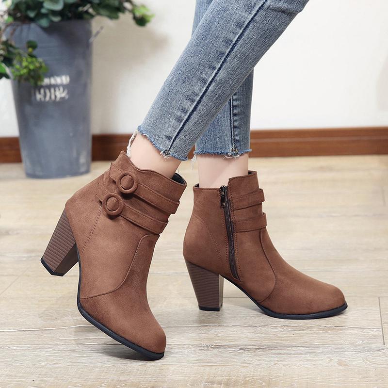 Fashion Boots Women Winter 2025 New Ankle Boots for Women High Heel Women Fashion Zipper Platform Boots Casual Bottines Botas Para Mujer
