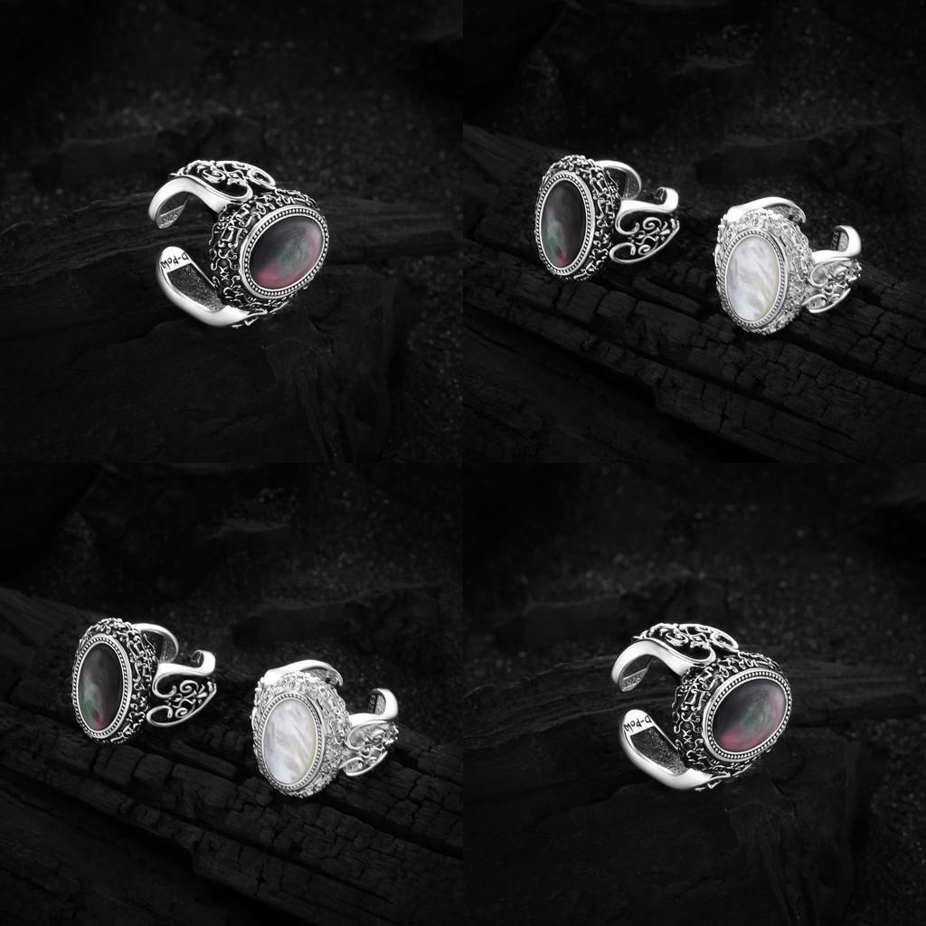 Chic 925 Silver Vintage Inspired Adjustable Black Onyx Ring For Womens Accessories