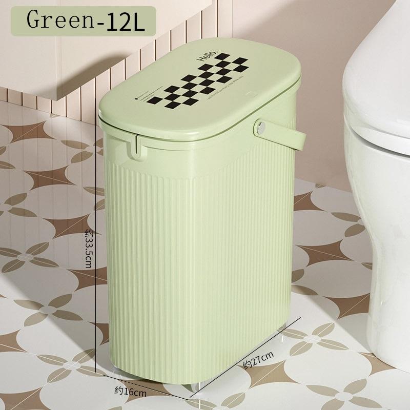 

9/12 л узкий мусорный бак для ванной с ручкой, крышка, водонепроницаемая, антизапаховая корзина для мусора для туалета, кухни, мусорное ведро прессового типа