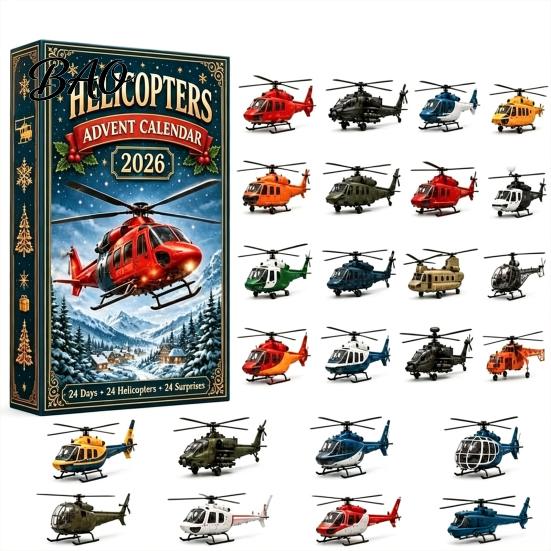 Aviation Themed Decor Aircraft Advent Calendars 2026, Airplane Toy Countdown Calendar, 24 Days Christmas Holiday Calendar with Models, 2D Acrylic