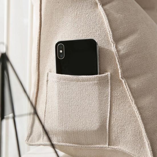 Headboard Triangular Pillow Back Support Headboard Cushion with Side Pocket Daybed Bolster Cushion with Removable Cover