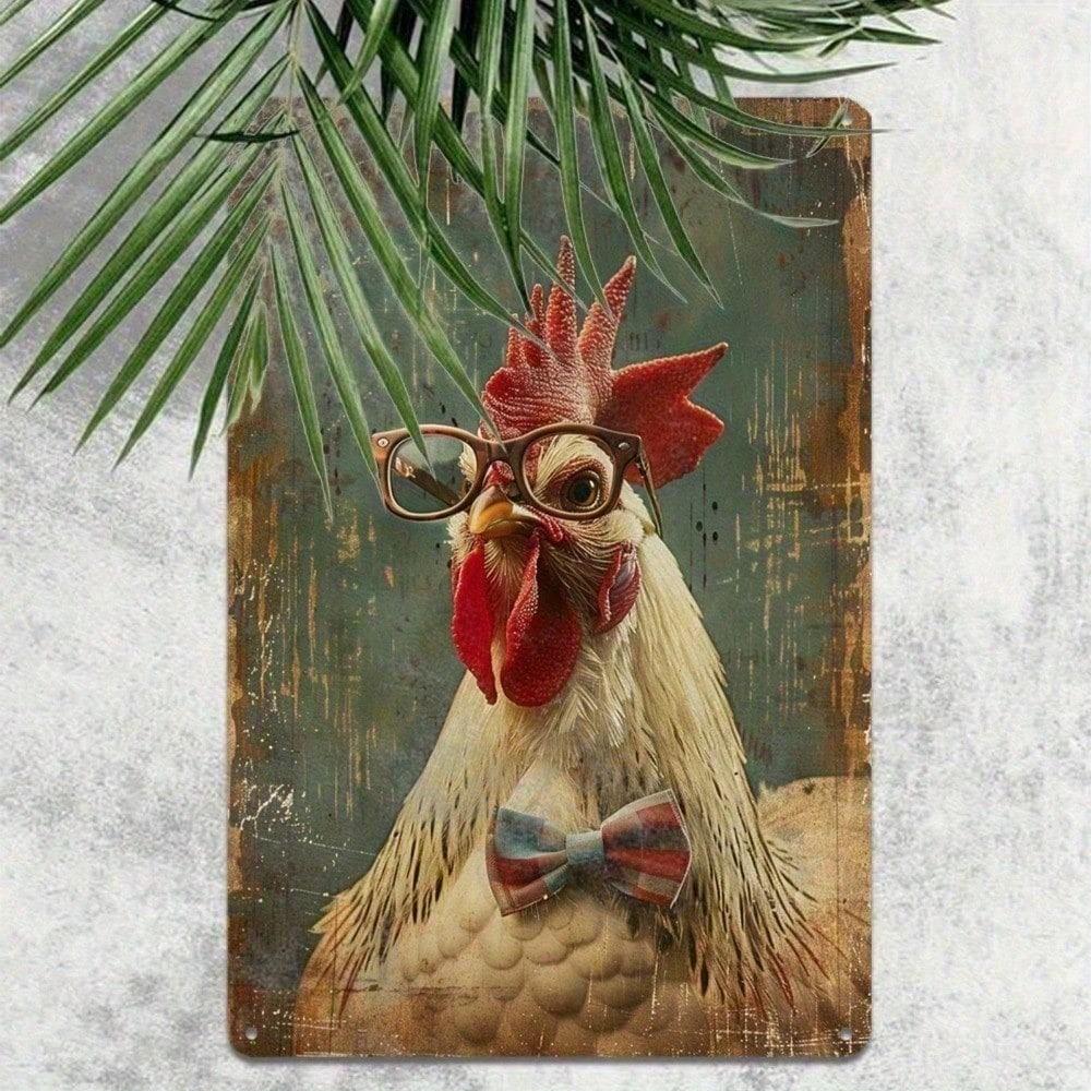 Rustic Farmhouse Rooster Metal Wall Art 12x8 Inch Humorous Home Decor Durable Aluminum Sign