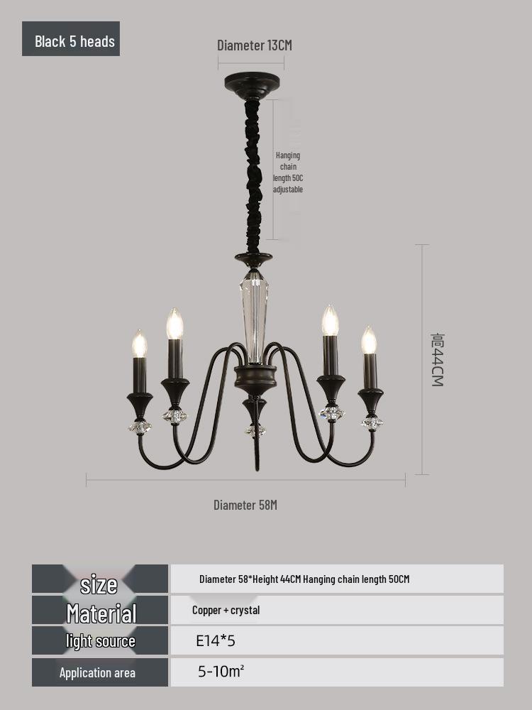 Luxury All-Copper French Chandelier: Retro Candle Pendant for Living Room, Dining Room, or Master Bedroom