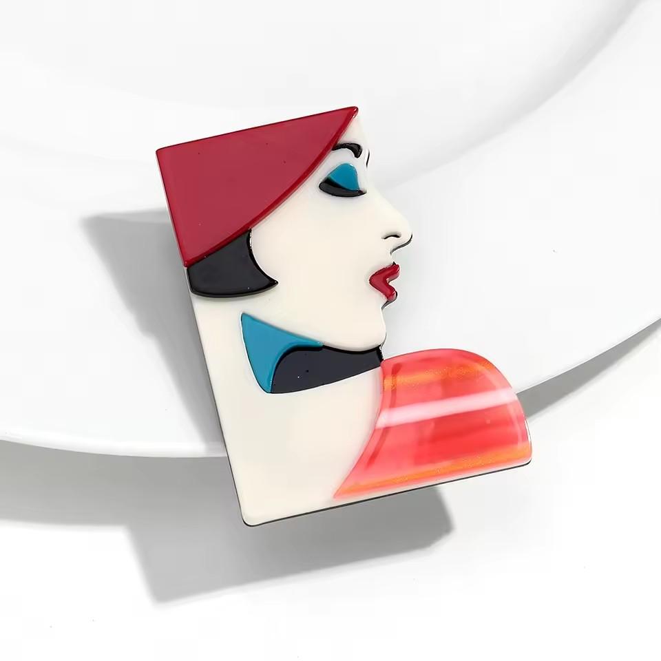 New Fashion Lady Acrylic Brooches for Women Cute Cartoon Glasses Girl Figure Badge Pins Casual Jewelry Clothes Accessories Gift