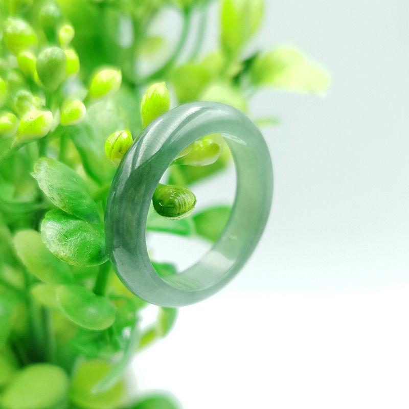 Icy Green Floating Flower Jade Ring for Men and Women - Thumb or Pinky Band