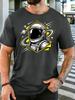 Vintage Colorful Astronaut Planet Star Space Graphic Unisexs Soft Cotton Short Sleeve Loose Cosmic Explorer Daily Casual Street Tee