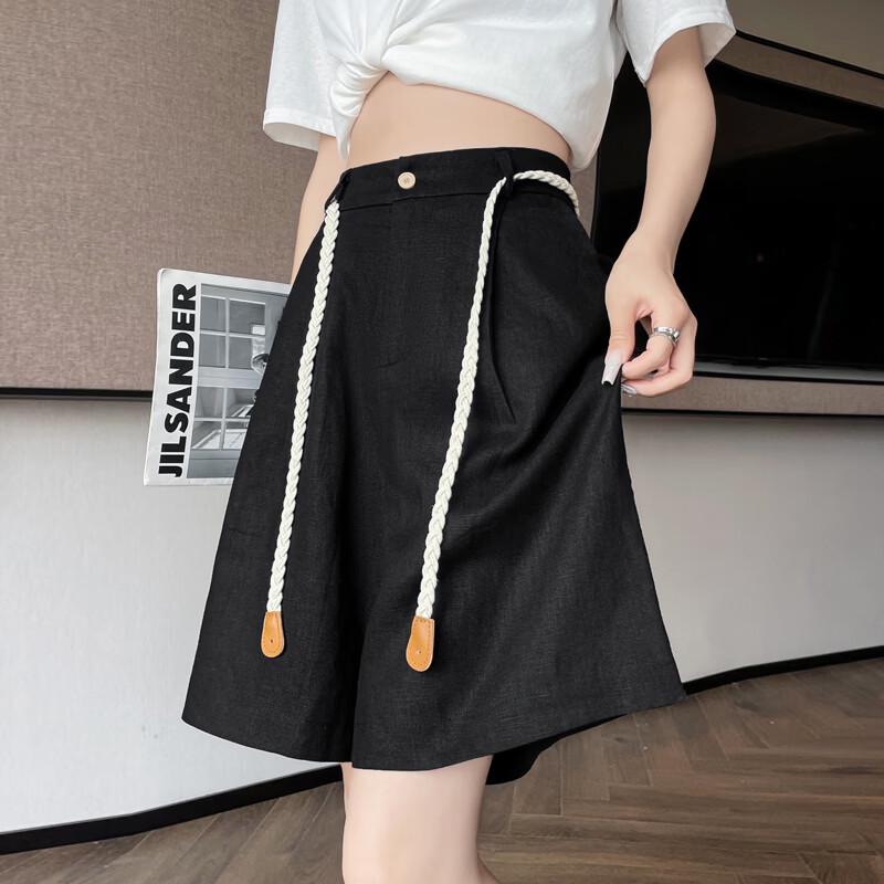 La Chapelle Women s Ice Silk High-Waist Wide-Leg Capris XL чёрный
