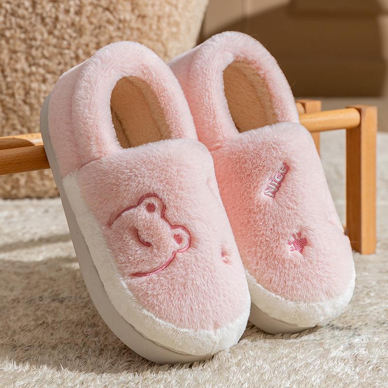 Bag heel cotton slippers home autumn and winter cartoon rabbit ears couple indoor cotton mop velvet warm platform shoes