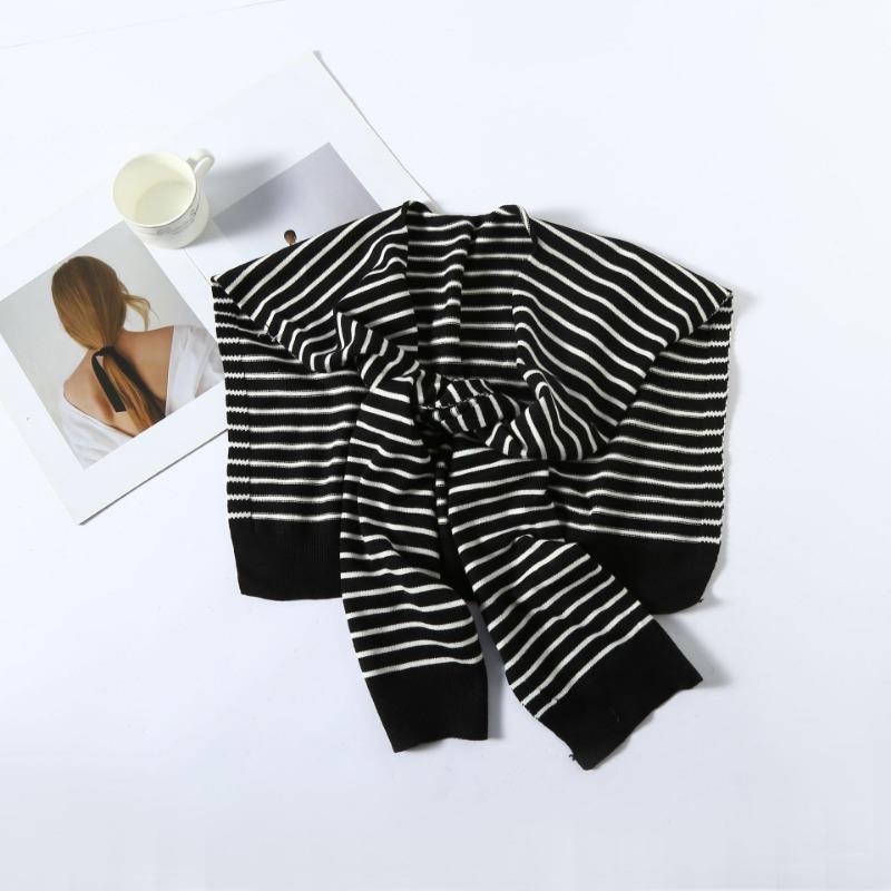 New style women's striped shoulder small shawl spring and autumn with versatile decorative false collar vest