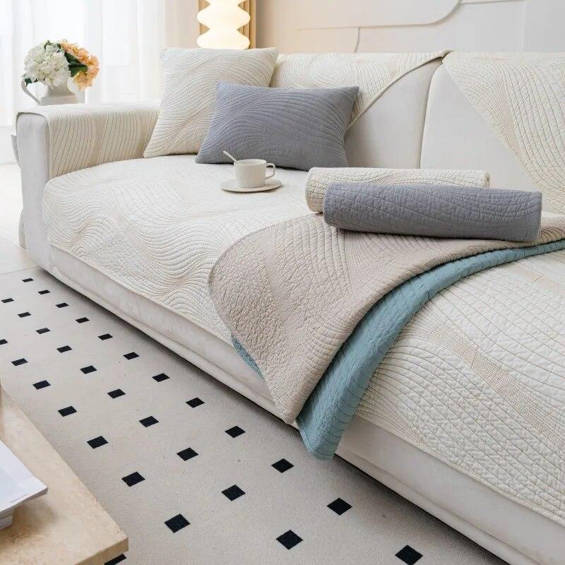 Jednobarevný polštář na pohovku Čtyři roční období Čistá bavlna Tkanina Protiskluzový Bavlněný polštář Univerzální Moderní Potah na pohovku Krycí ručník