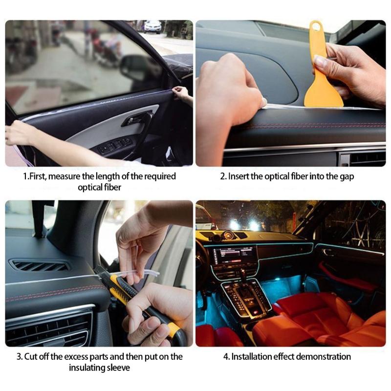 Flexible Cold Glow LED Car Ambient Lights Strips Easy Installation Energy Efficient Multicolor Mood Lighting for Driving