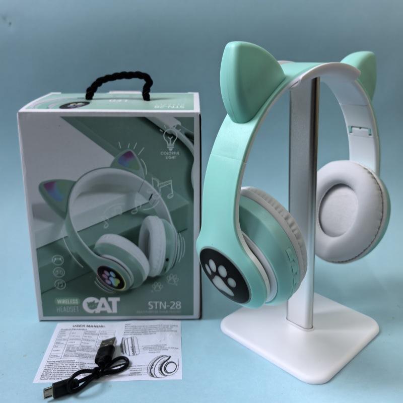Cat Ear Headset Card Folding Cool Luminous Game Bluetooth Headset