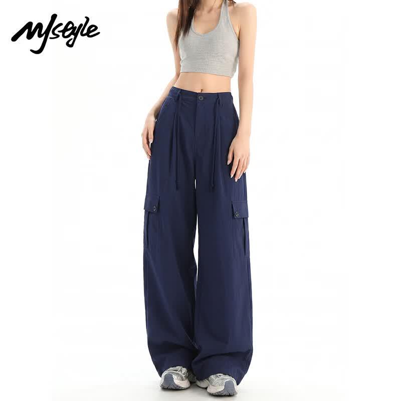 MJ STYLE Women s Cool-Dry Straight-Leg Cargo Pants XL темно-синий