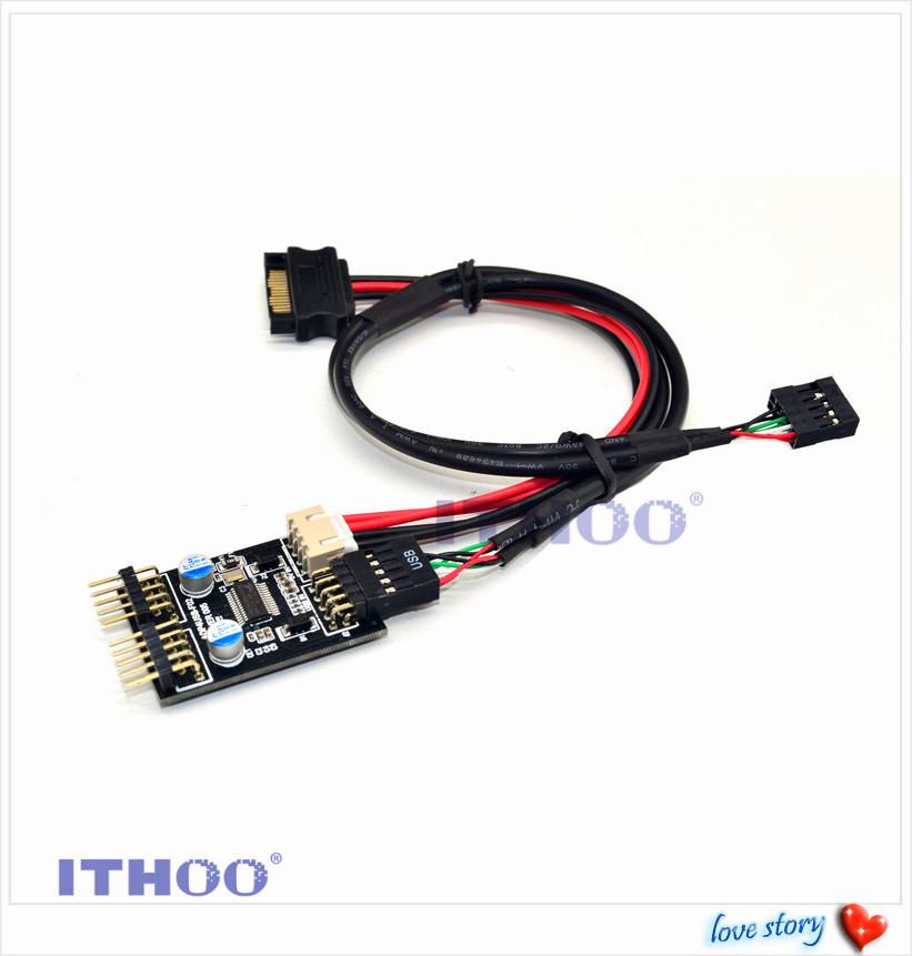 USB 2.0 9-Pin to Dual 9-Pin Expansion Hub for Motherboards