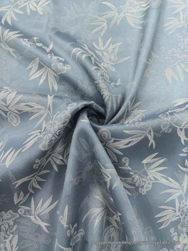 Two-Color Bamboo Leaf Jacquard Fabric for Cheongsam, Wedding Dress, Shirt, and Long Skirt