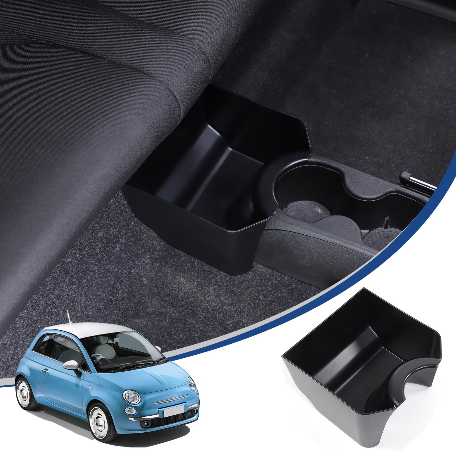 

Hcilloend Бокс для хранения в автомобиле для нового Fiat 500, хранение навигационной системы, подстаканник для заднего сиденья, хранение, подстаканник для хранения, хранение, сделано из легкого автомобильного интерьера чёрный