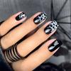 24pc Christmas Snowflake Press On Nail Black Winter Artificial Nail With Quick Application For Festive Celebrations