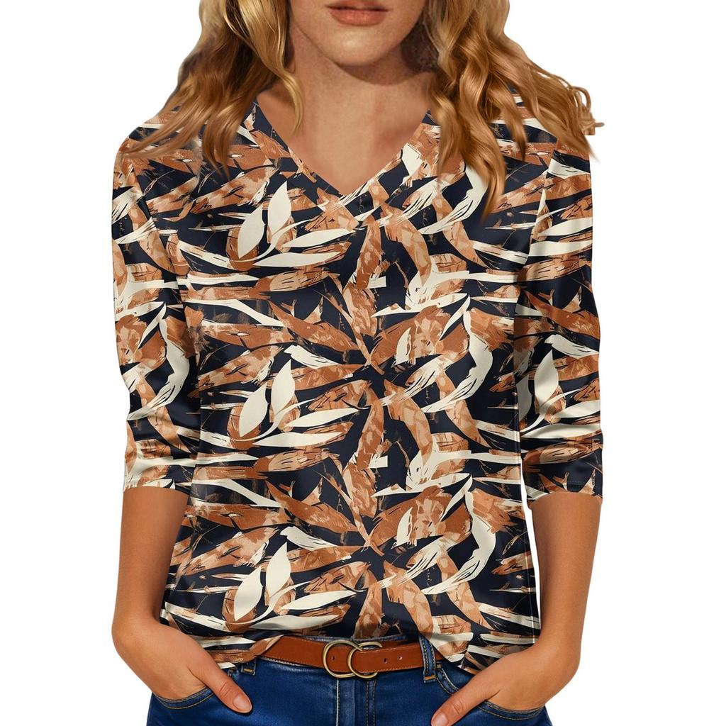 Kadınlar İçin Şık 3/4 Uzun Kollu Gömlekler İş Günlük Kıyafet Üstleri