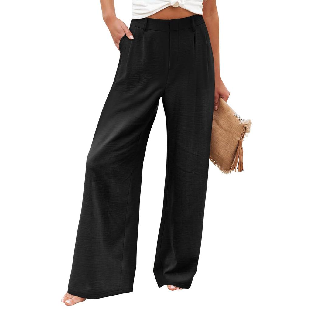 Women’s High Waist Wide Leg Pants Loose Fit Trousers with Pockets Relaxed Fit Straight Leg Design for Daily Wear