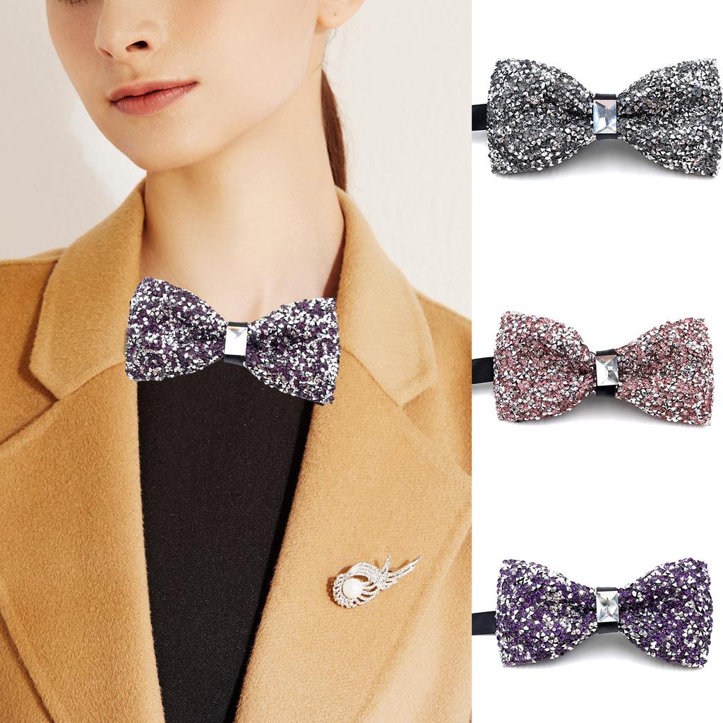 Mens Rhinestones Pre-Tied Bowtie Neckwear for Wedding Banquets Party Neckwear