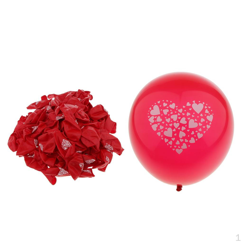

100 Pcs Hearts Printed Latex Balloon Wedding Engagement красный