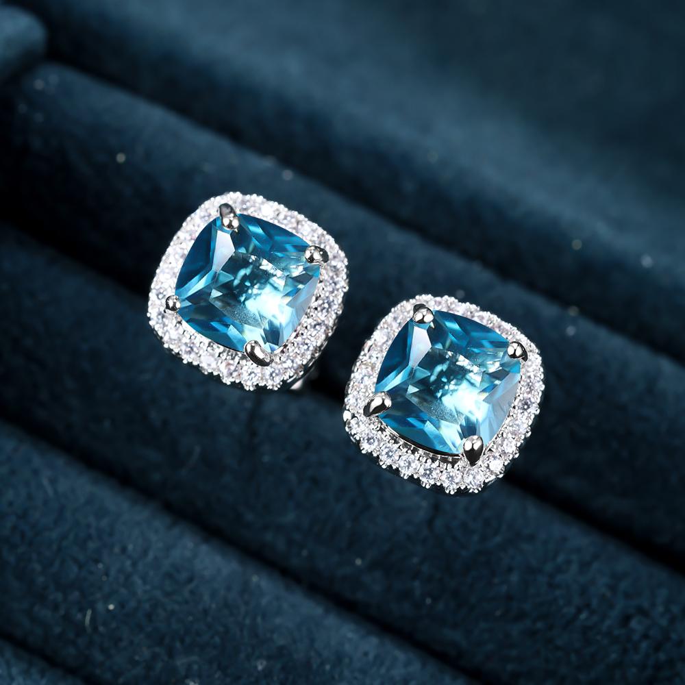 Orecchini A Bottone Tondi In Cristallo CZ Halo Argento Per Donne E Ragazze