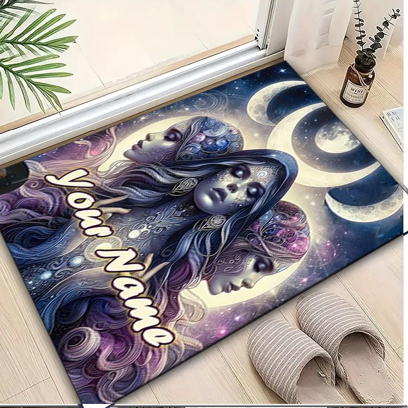 1PC Custom Name Moonlit Dreams Theme Floor Mat Ideal for Living Room, Game Rooms, Office, Bedroom,Floor Mat Playful Design