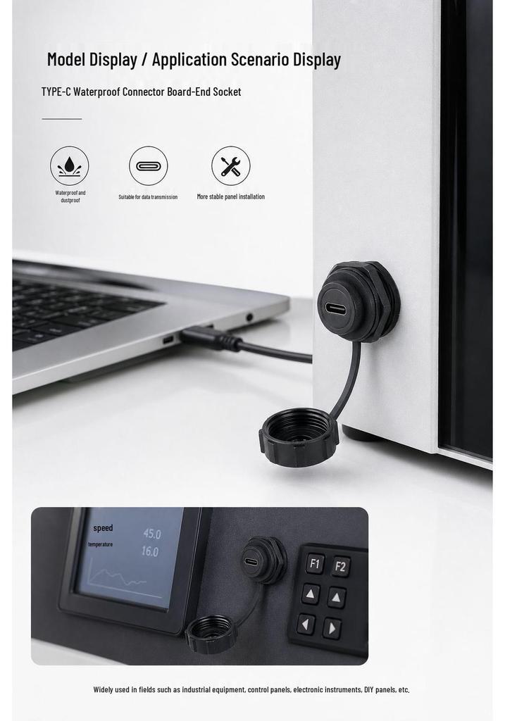 IP67 Waterproof Type-C Aviation Data Connector Panel Socket