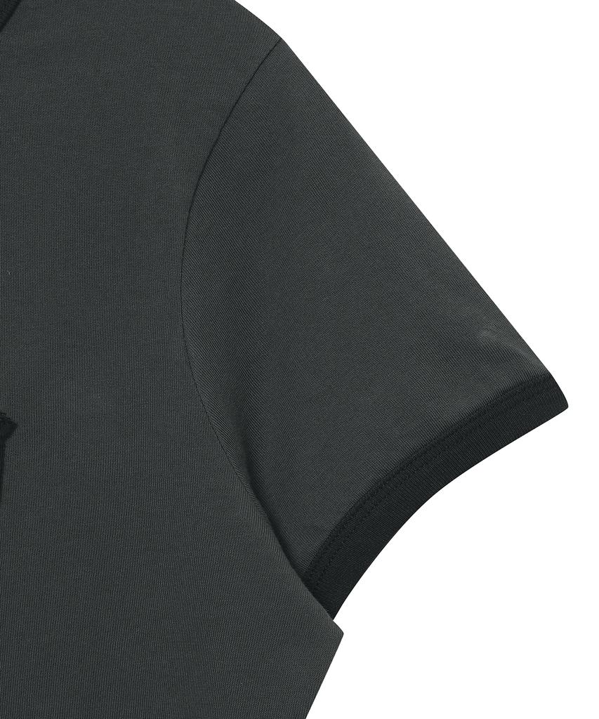 Syupeodeulai Women'S Vintage Logo Patch Ringer T-Shirt Charcoal Sdfiscq50Chl